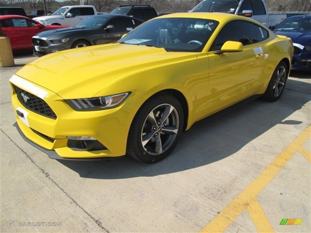 Triple Yellow Tricoat 2015 Ford Mustang V6 Coupe Exterior Photo #101672283