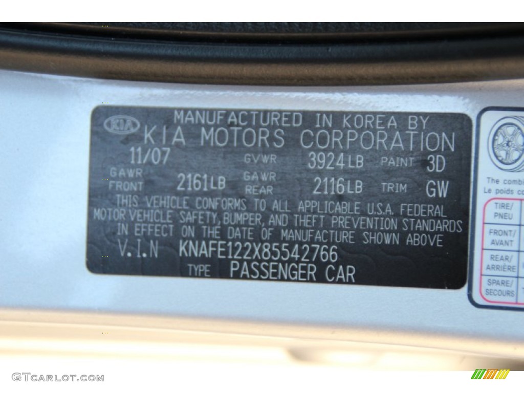 2008 Spectra EX Sedan - Silver / Gray photo #29