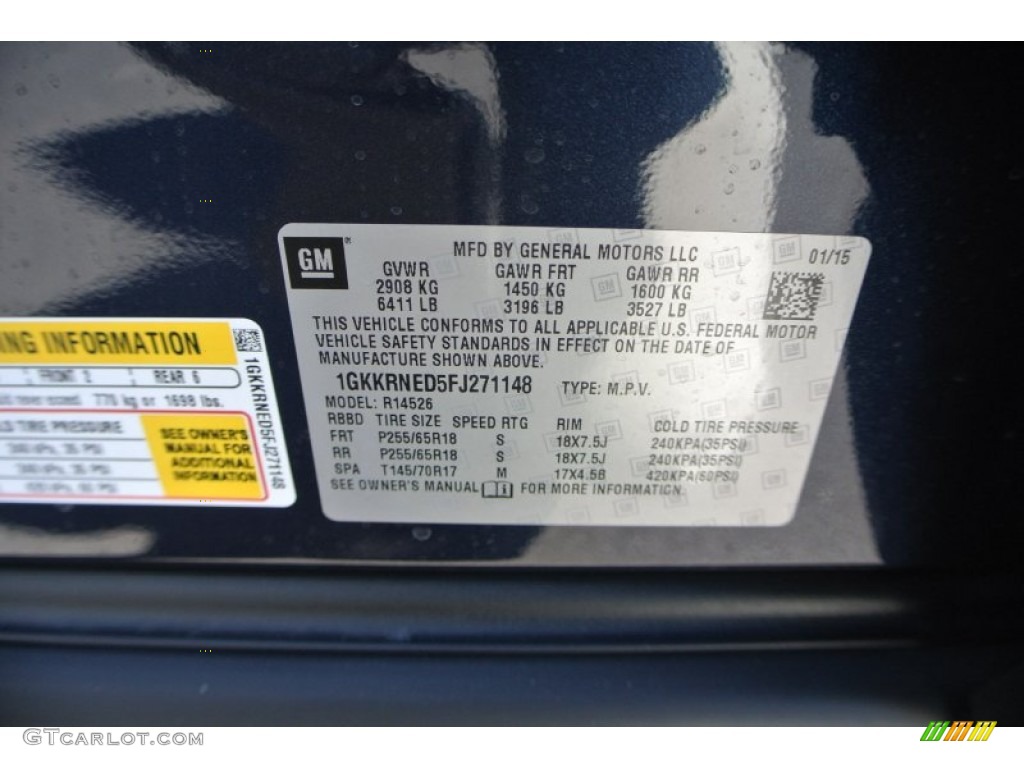 2015 Acadia SLE - Dark Sapphire Blue Metallic / Ebony photo #7