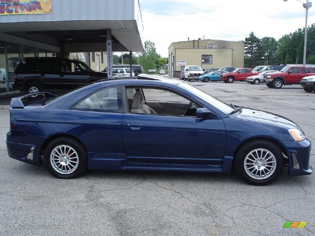 2002 Civic EX Coupe - Eternal Blue Pearl / Beige photo #5