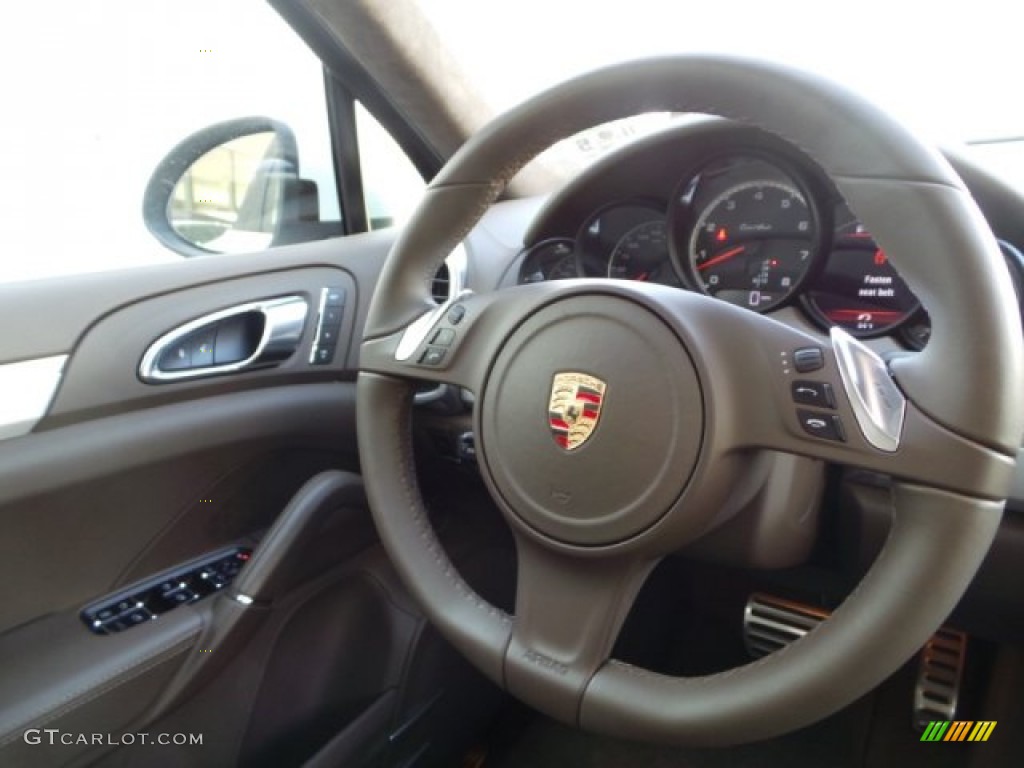 2013 Porsche Cayenne Turbo Umber Brown Steering Wheel Photo #101693747