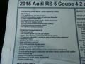 2015 Audi RS 5 Coupe quattro Window Sticker