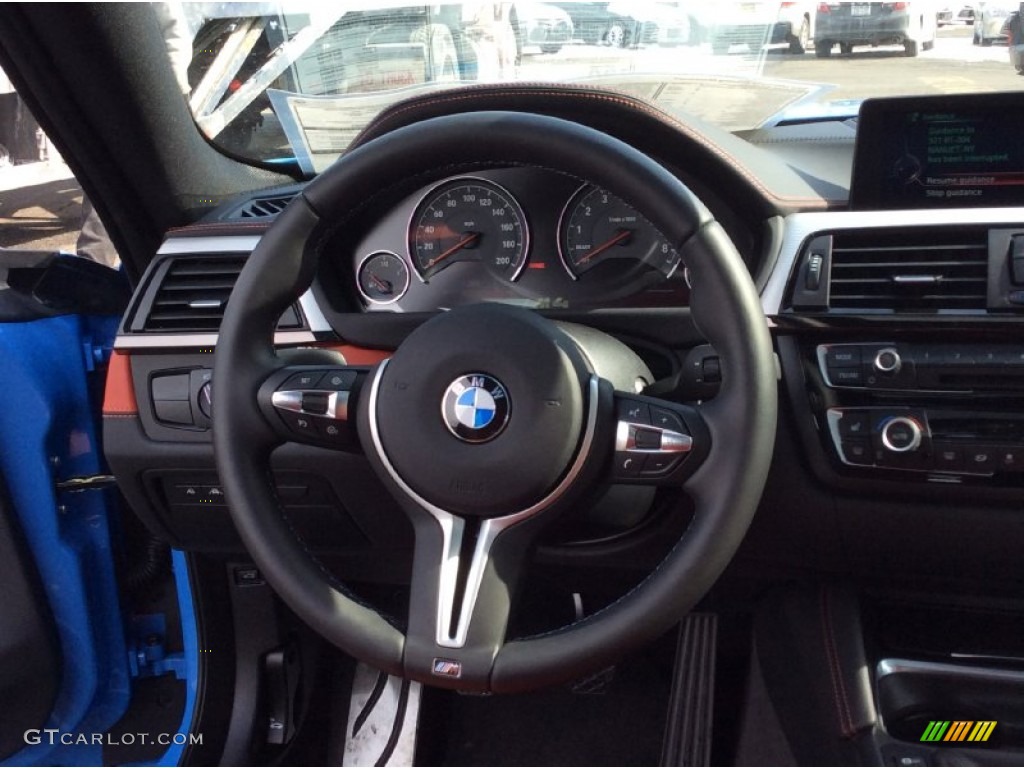 2015 BMW M4 Coupe Sakhir Orange/Black Steering Wheel Photo #101703236