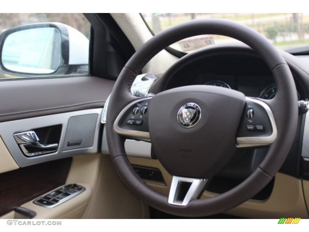 2015 Jaguar XF 3.0 Barley/Truffle Steering Wheel Photo #101705003