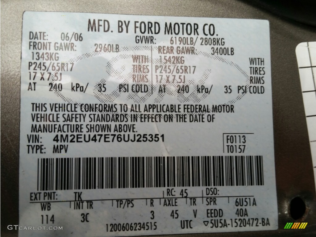 2006 Mountaineer Luxury AWD - Mineral Grey Metallic / Camel photo #5