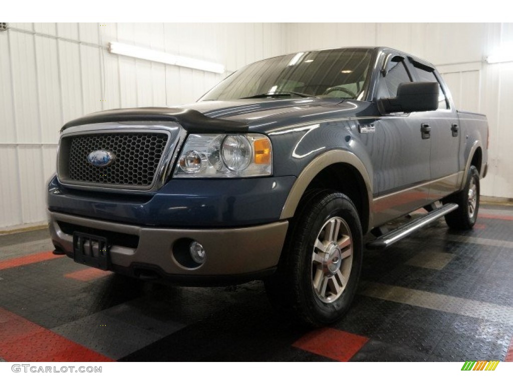 2006 F150 Lariat SuperCrew 4x4 - Medium Wedgewood Blue Metallic / Tan photo #3