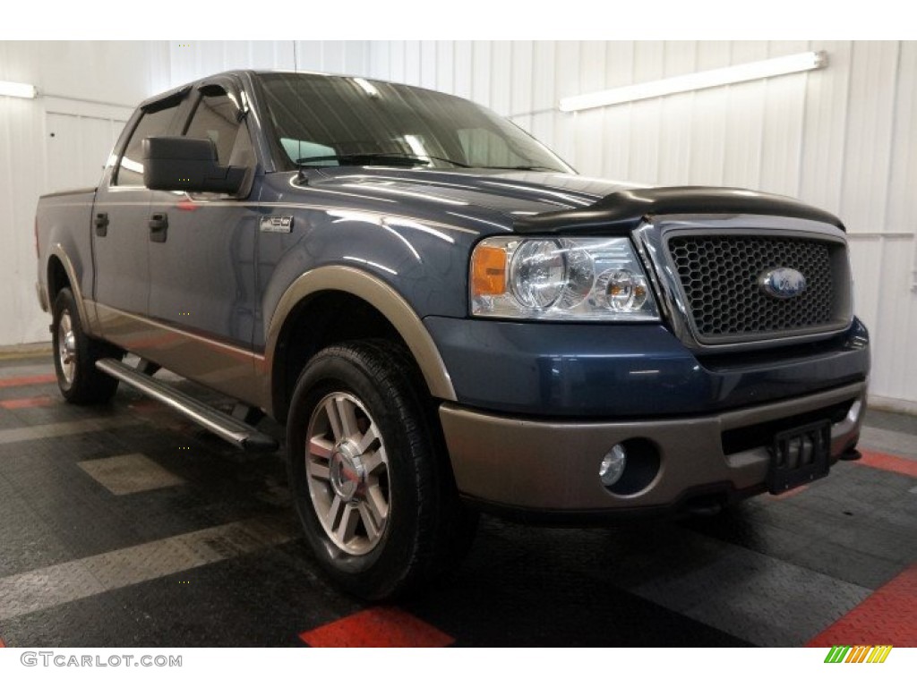 2006 F150 Lariat SuperCrew 4x4 - Medium Wedgewood Blue Metallic / Tan photo #5