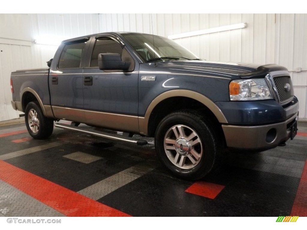 2006 F150 Lariat SuperCrew 4x4 - Medium Wedgewood Blue Metallic / Tan photo #6
