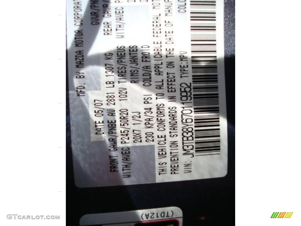 2007 CX-9 Grand Touring AWD - Galaxy Gray Mica / Black photo #19