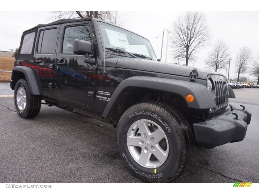 Black 2015 Jeep Wrangler Unlimited Sport 4x4 Exterior Photo #101726922