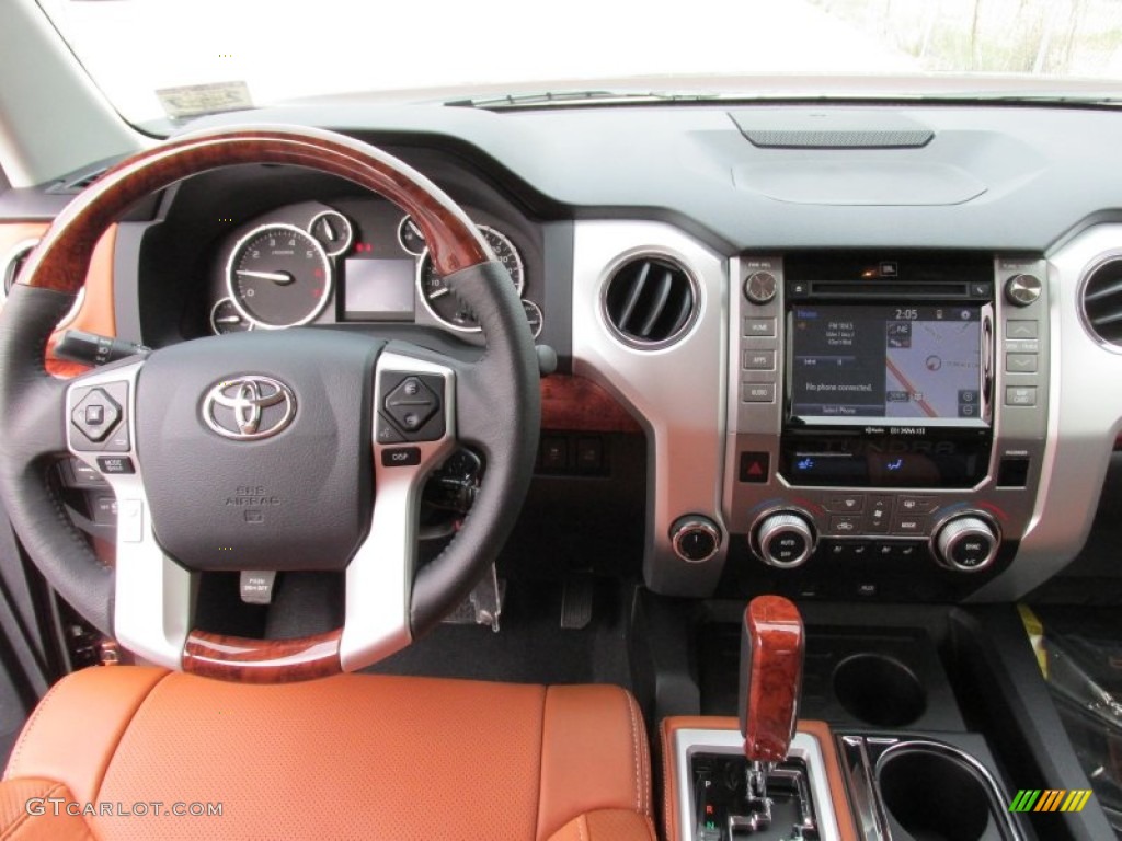 2015 Toyota Tundra 1794 Edition CrewMax 4x4 1794 Edition Premium Brown Leather Dashboard Photo #101727171