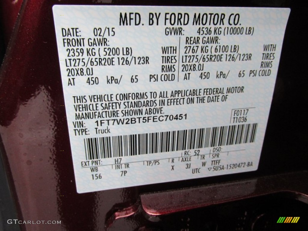 2015 Ford F250 Super Duty Platinum Crew Cab 4x4 Color Code Photos