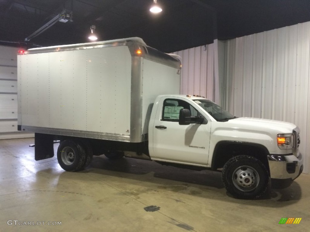 Summit White 2015 GMC Sierra 3500HD Work Truck Regular Cab Moving Truck Exterior Photo #101735712