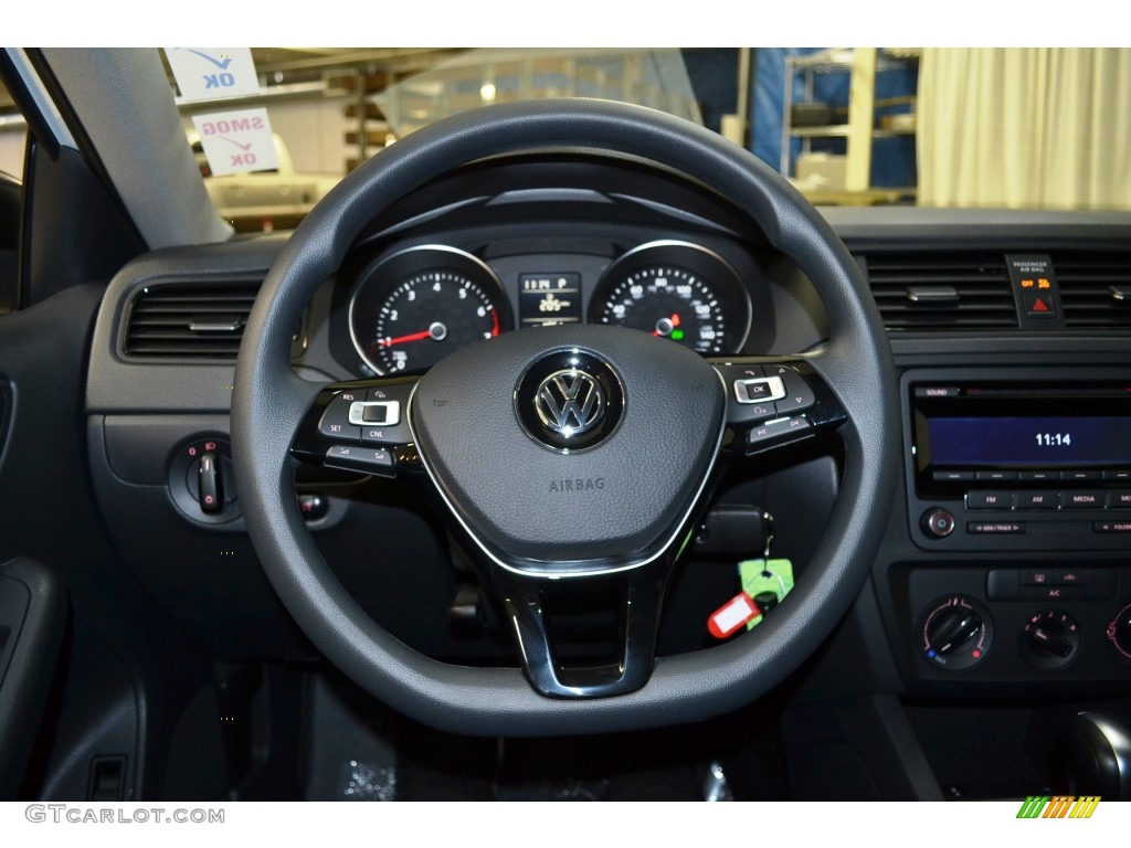 2015 Volkswagen Jetta S Sedan Titan Black Steering Wheel Photo #101738403