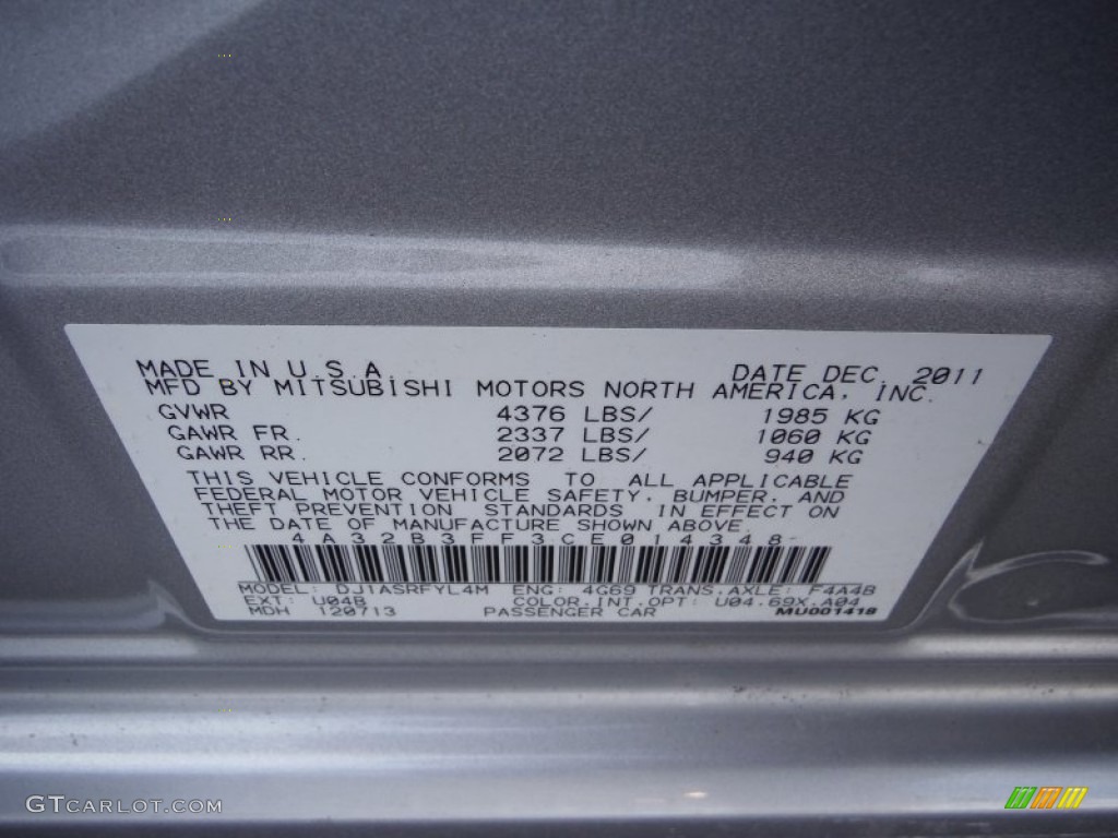 2012 Galant SE - Quick Silver / Black photo #38