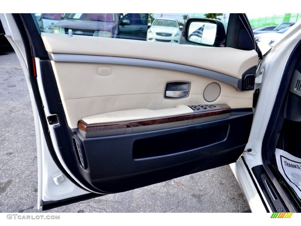 2008 BMW 7 Series 750Li Sedan Cream Beige Door Panel Photo #101746176