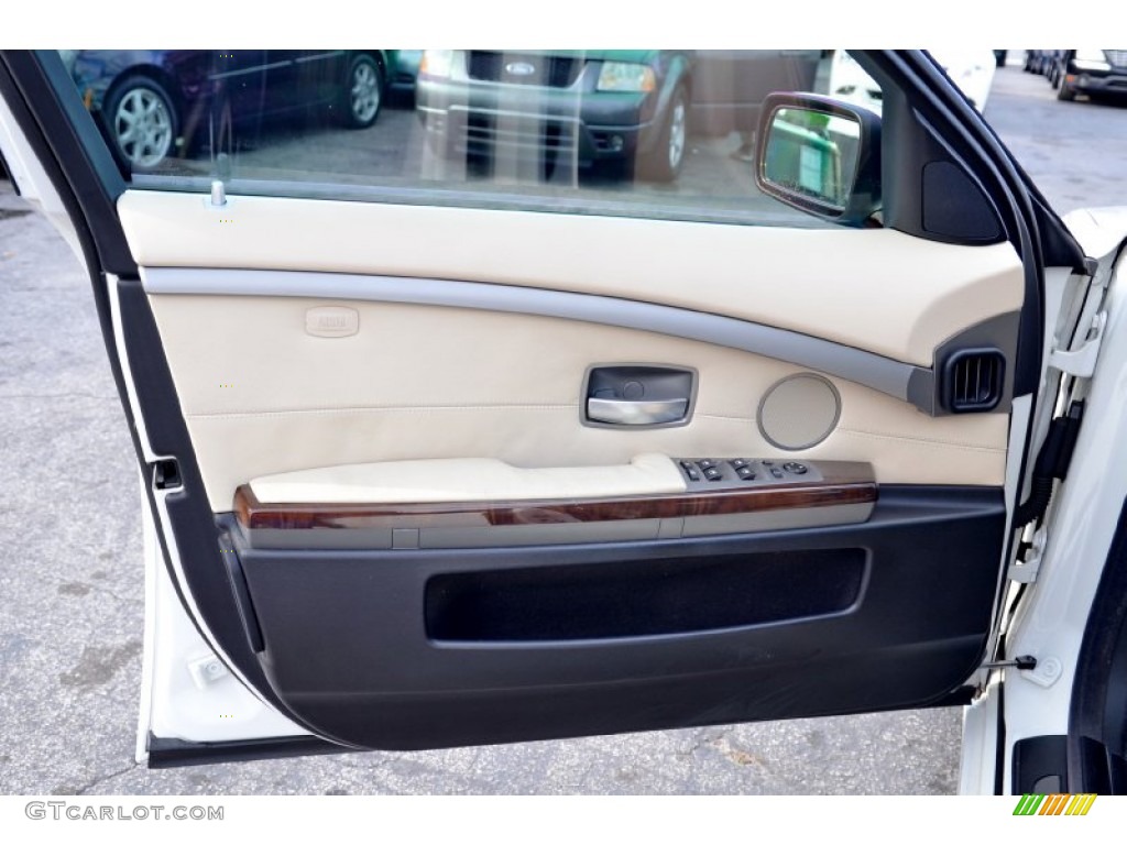 2008 BMW 7 Series 750Li Sedan Cream Beige Door Panel Photo #101746194