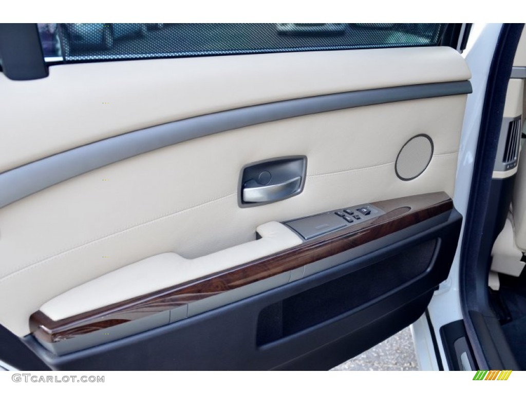 2008 BMW 7 Series 750Li Sedan Cream Beige Door Panel Photo #101746401
