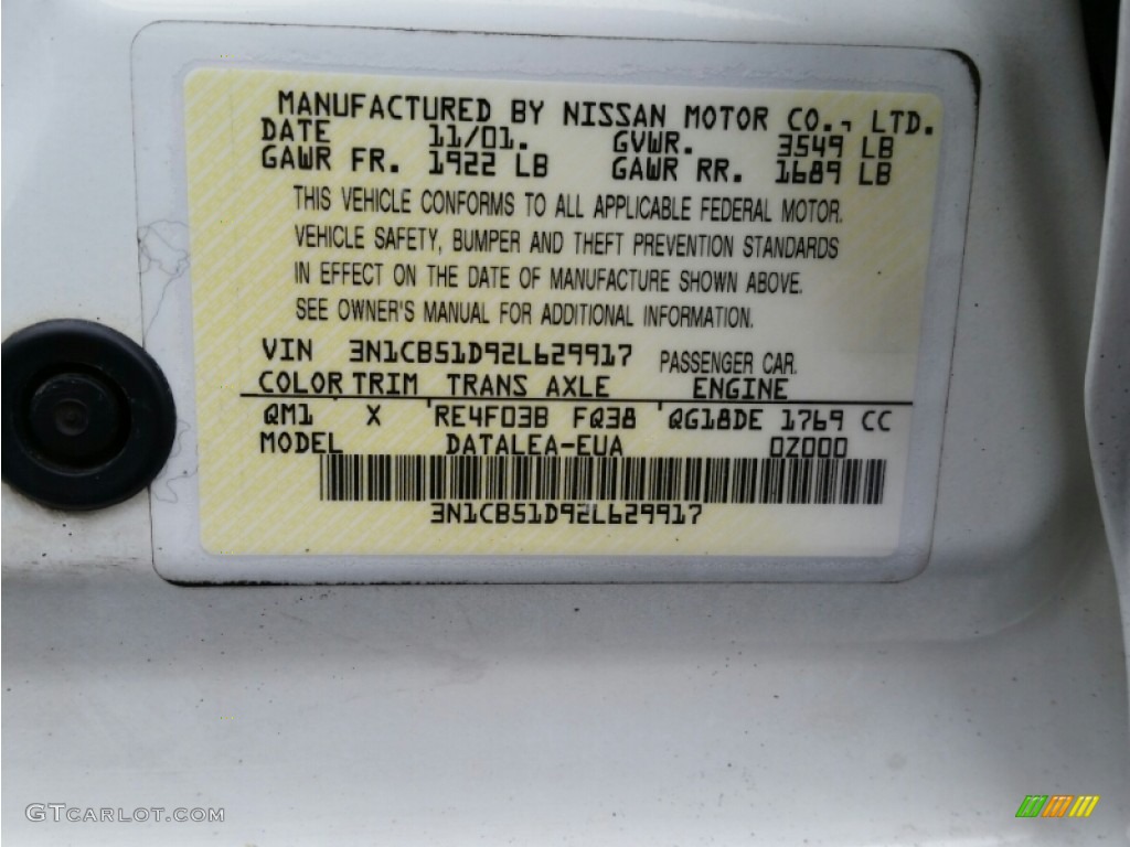 2002 Sentra GXE - Cloud White / Stone photo #12