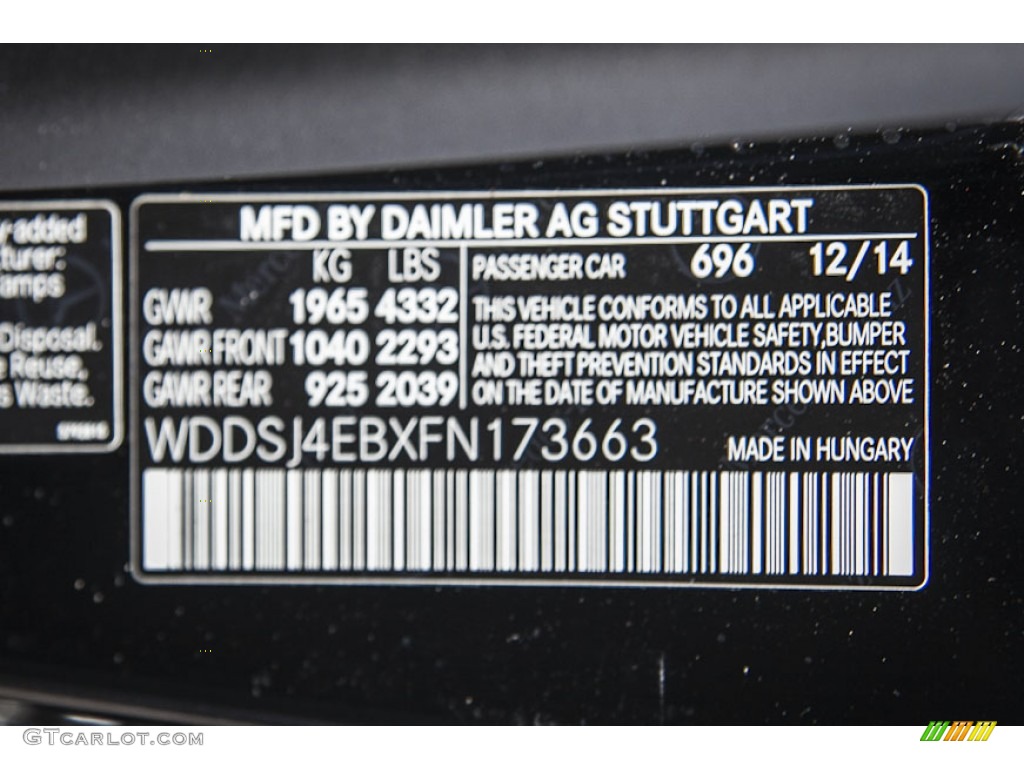 2015 CLA Color Code 696 for Night Black Photo #101749092