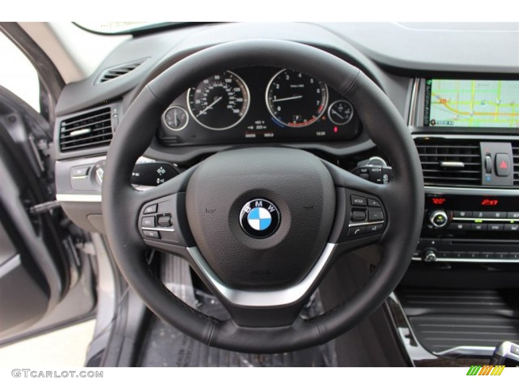 2015 BMW X3 xDrive28i Black Steering Wheel Photo #101759850