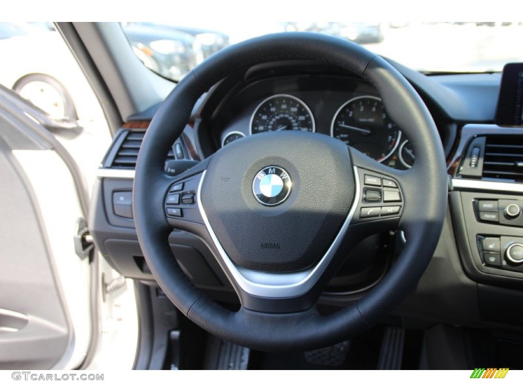 2014 BMW 3 Series 328i xDrive Sedan Black Steering Wheel Photo #101767837