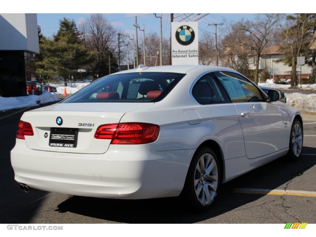 2012 3 Series 328i xDrive Coupe - Alpine White / Coral Red/Black photo #3