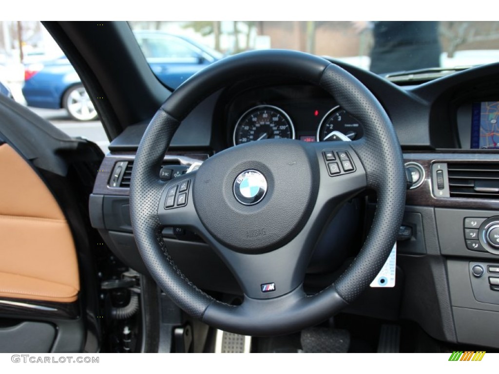 2012 BMW 3 Series 335i Convertible Saddle Brown Steering Wheel Photo #101771044