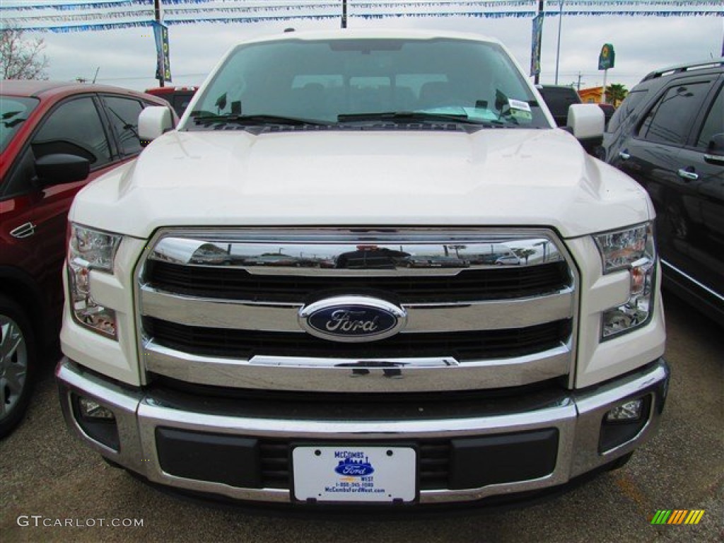 2015 F150 Lariat SuperCrew - White Platinum Tricoat / Black photo #6