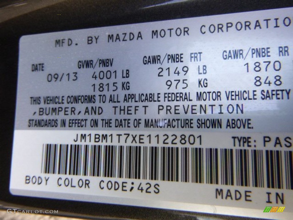 2014 MAZDA3 Color Code 42S for Titanium Flash Mica Photo #101776510