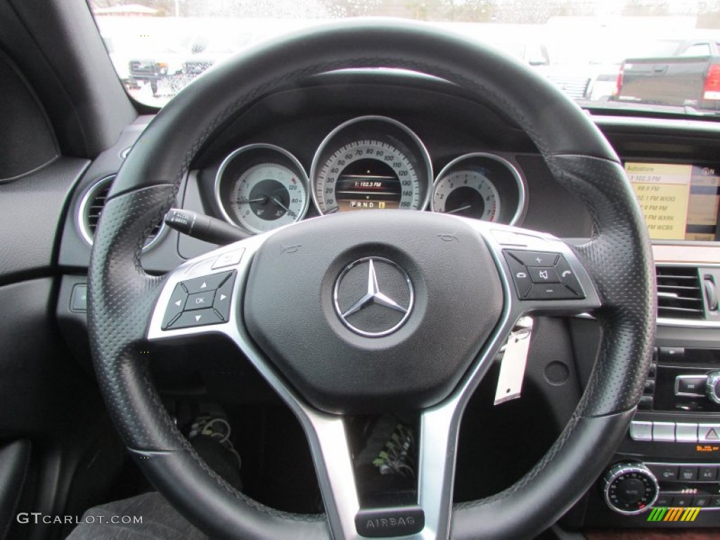 2012 Mercedes-Benz C 350 Coupe Black Steering Wheel Photo #101780176