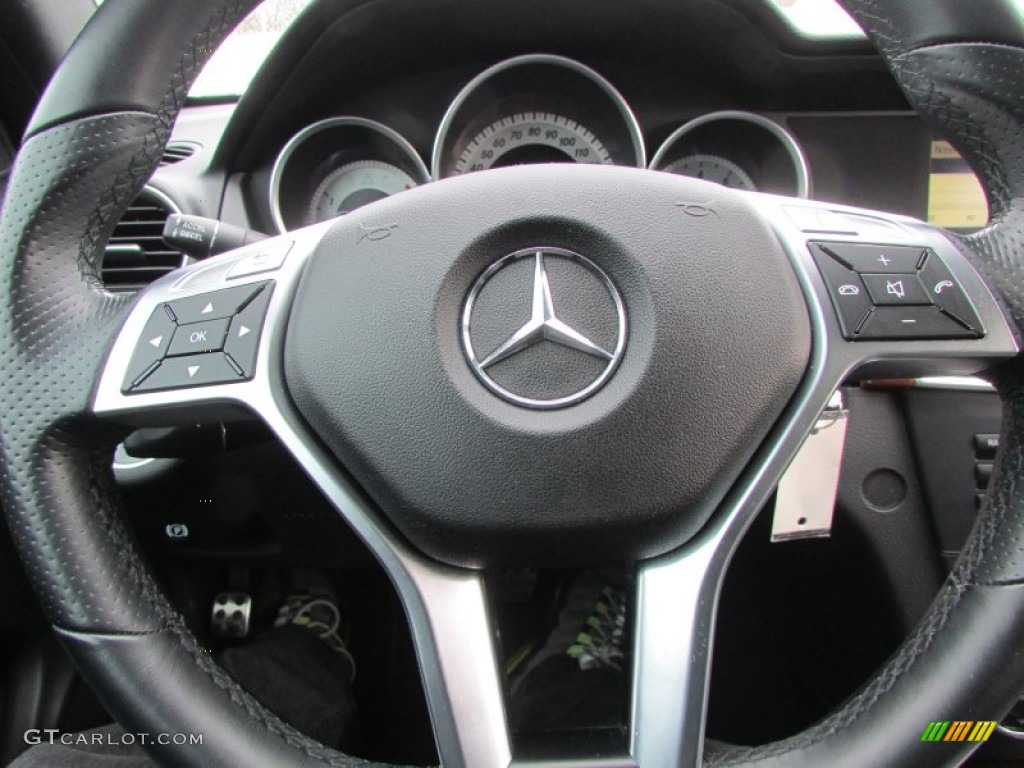 2012 Mercedes-Benz C 350 Coupe Black Steering Wheel Photo #101780221