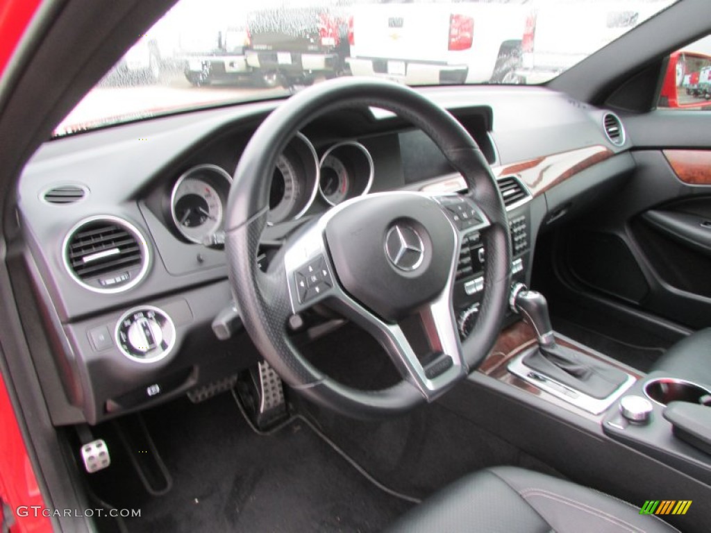 2012 Mercedes-Benz C 350 Coupe Black Steering Wheel Photo #101780419