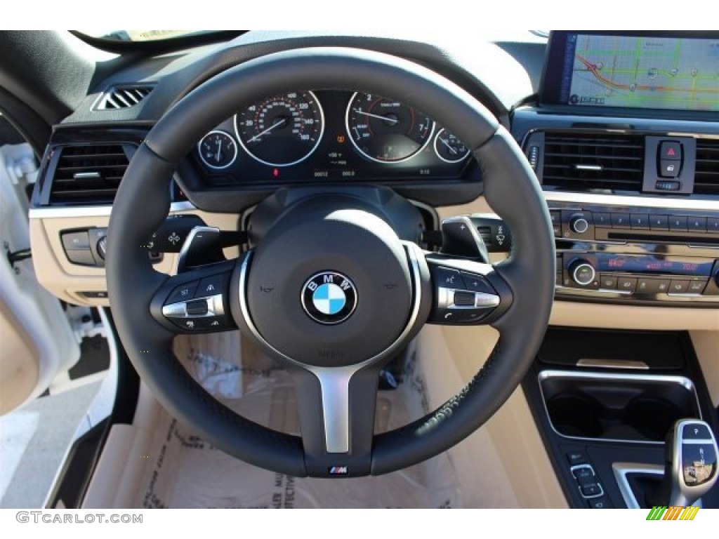 2015 BMW 4 Series 435i Convertible Venetian Beige Steering Wheel Photo #101791597