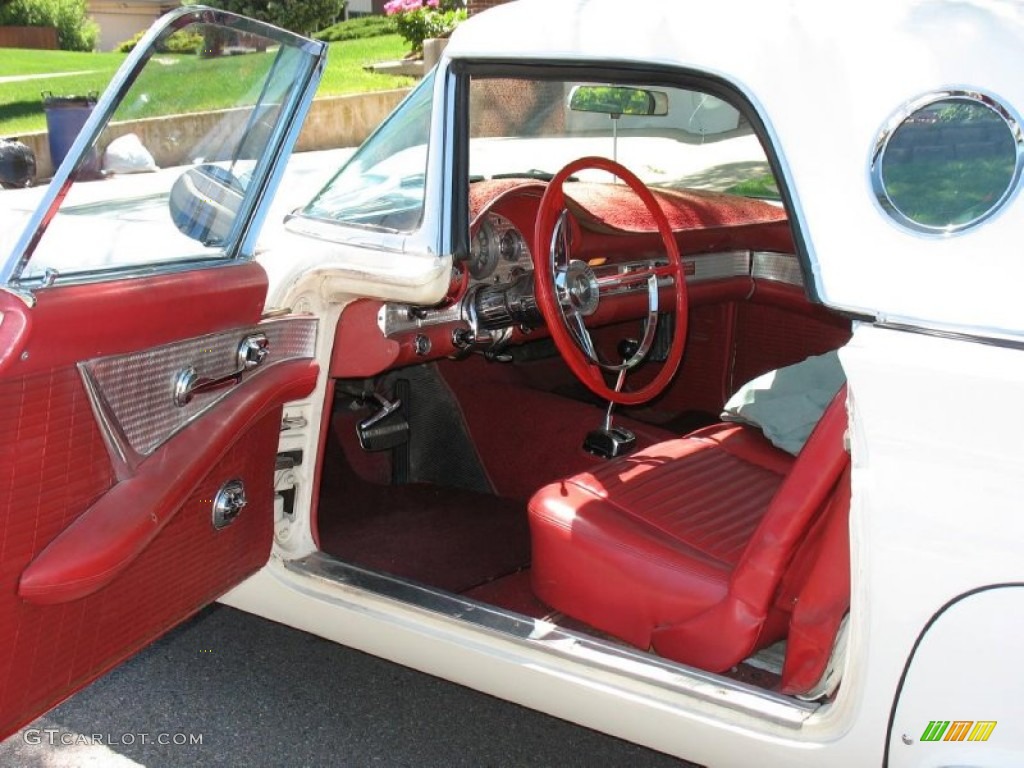 Flame Red Interior 1957 Ford Thunderbird Convertible Photo #101801663