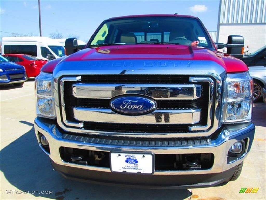 2015 F350 Super Duty Lariat Crew Cab 4x4 - Ruby Red / Adobe photo #8