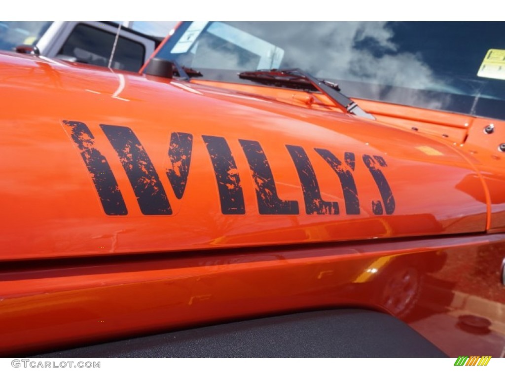 2015 Wrangler Willys Wheeler 4x4 - Sunset Orange Pearl / Black photo #6