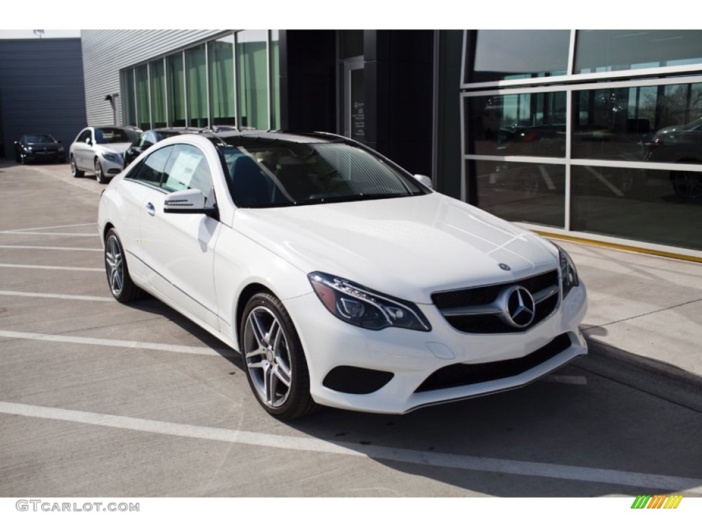 2015 E 400 4Matic Coupe - Polar White / Deep Sea Blue/Silk Beige Brown photo #1