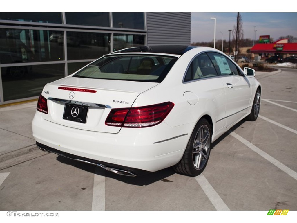 2015 E 400 4Matic Coupe - Polar White / Deep Sea Blue/Silk Beige Brown photo #4