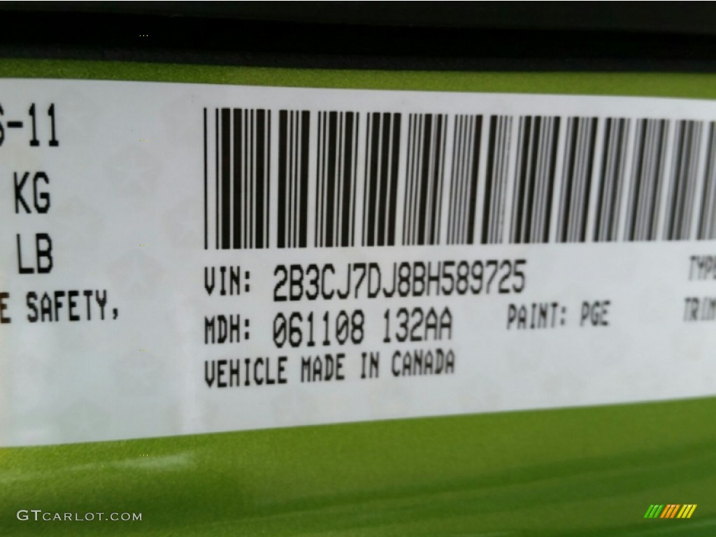 2011 Challenger Color Code PGE for Green with Envy Photo #101814290