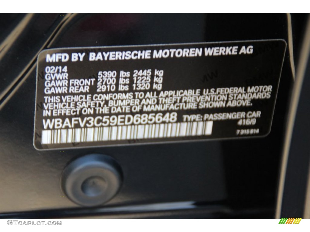 2014 5 Series Color Code 416 for Carbon Black Metallic Photo #101830212