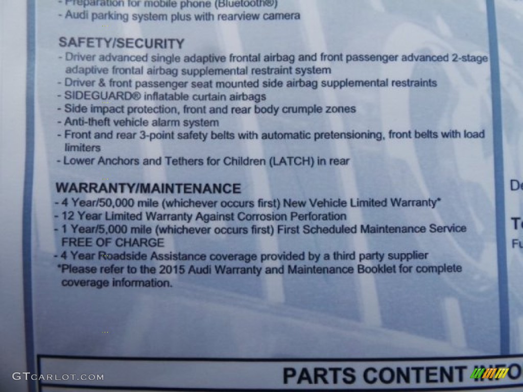 2015 Audi RS 7 4.0 TFSI quattro Window Sticker Photo #101835906