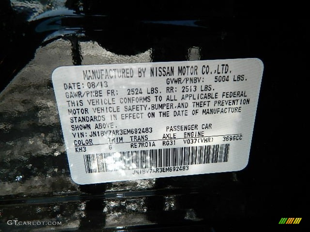 2014 Q Color Code KH3 for Black Obsidian Photo #101868691