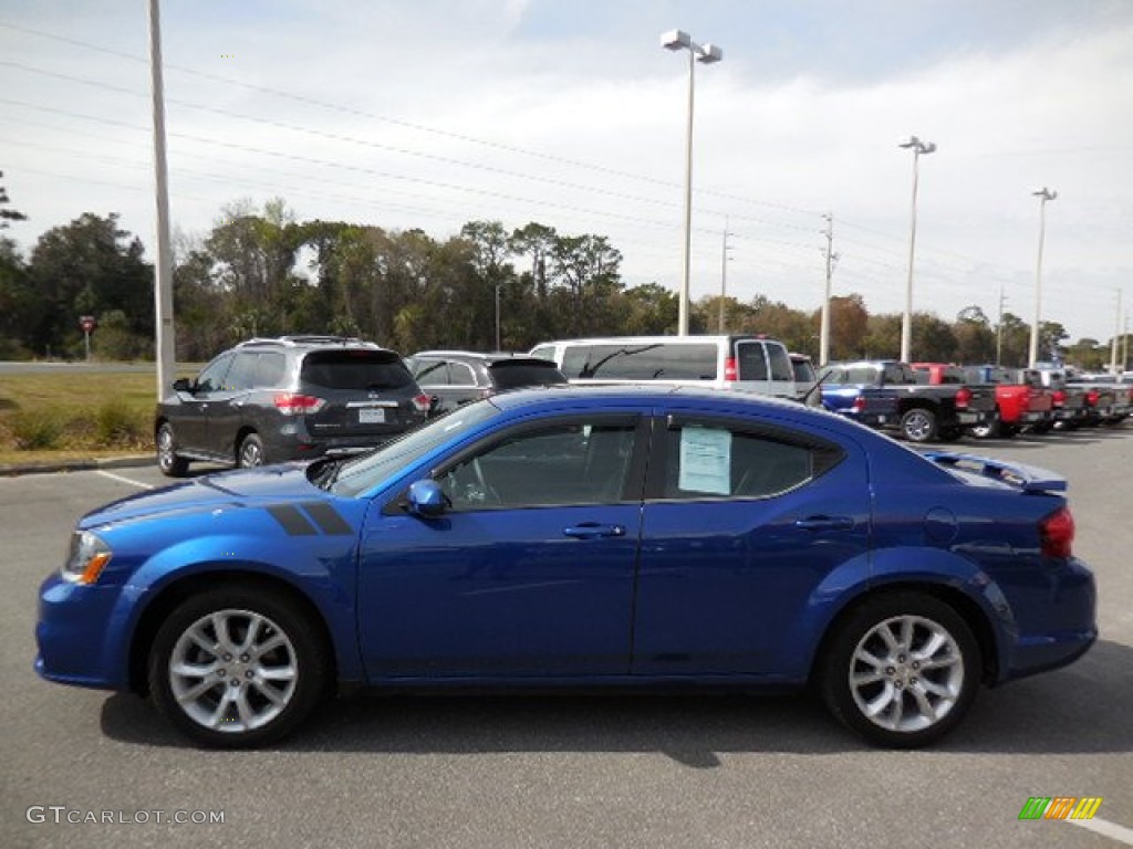 2012 Avenger R/T - Blue Streak Pearl / Black/Silver/Red photo #2
