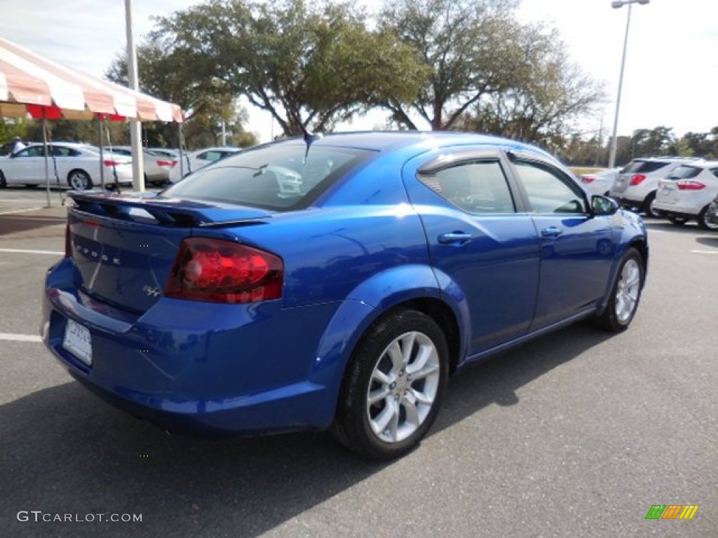2012 Avenger R/T - Blue Streak Pearl / Black/Silver/Red photo #8