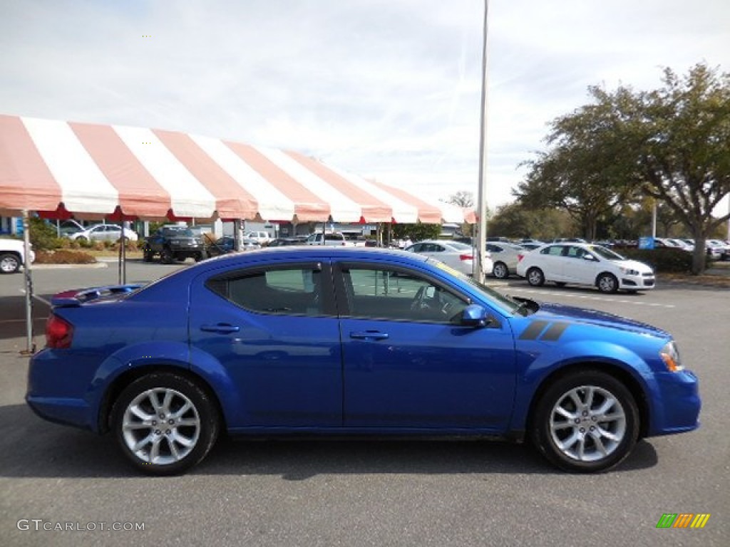 2012 Avenger R/T - Blue Streak Pearl / Black/Silver/Red photo #9