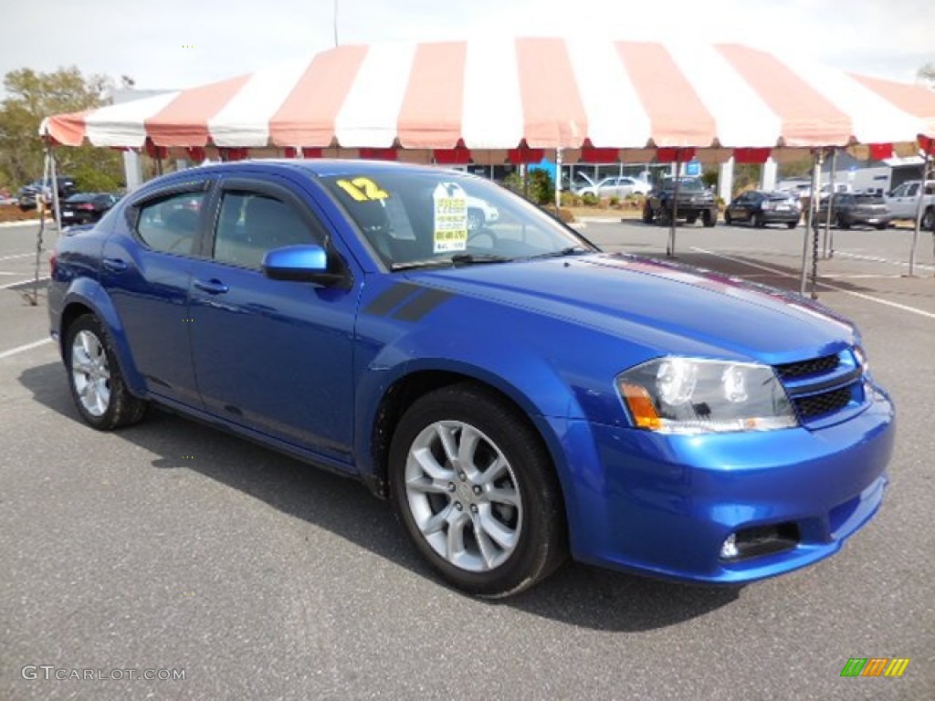2012 Avenger R/T - Blue Streak Pearl / Black/Silver/Red photo #10
