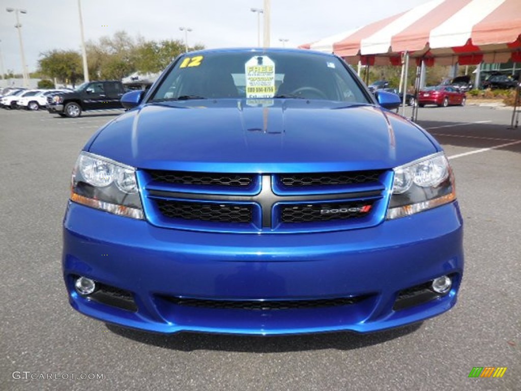 2012 Avenger R/T - Blue Streak Pearl / Black/Silver/Red photo #13