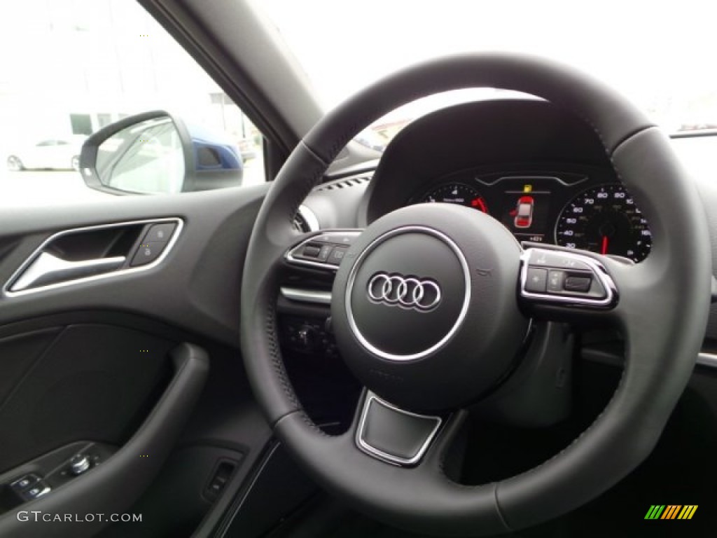 2015 Audi A3 2.0 TDI Premium Black Steering Wheel Photo #101872558