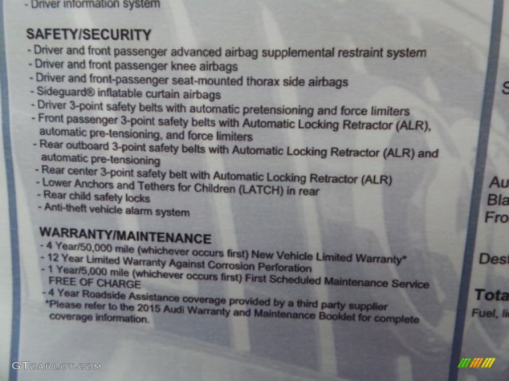 2015 Audi A3 2.0 TDI Premium Window Sticker Photo #101872690